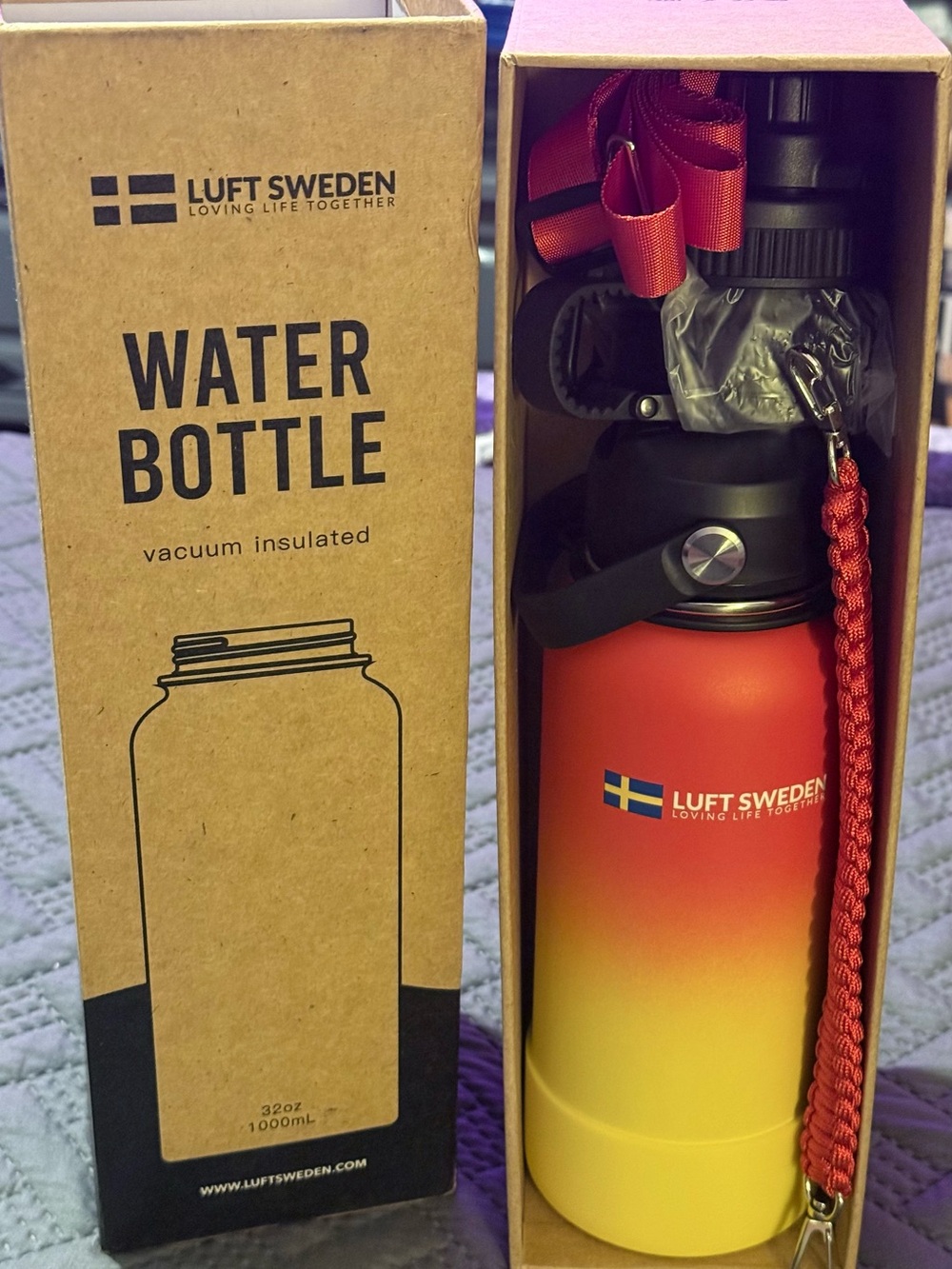 Luft Sweden 32oz Gradient Red to Yellow Insulated Water Bottle
